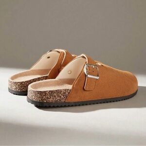 Brown Suede Slip-On Clogs